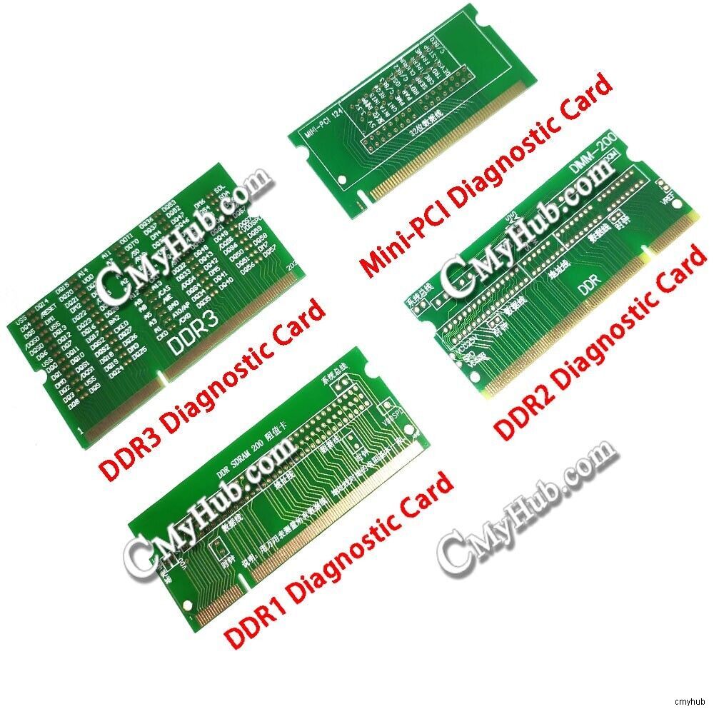Set of 4pcs Repair Laptop Mainboard PCI DDR1 DDR2 DDR3 RAM Memory Diagnostic Analyzer Tester Card Dummy Fake Load