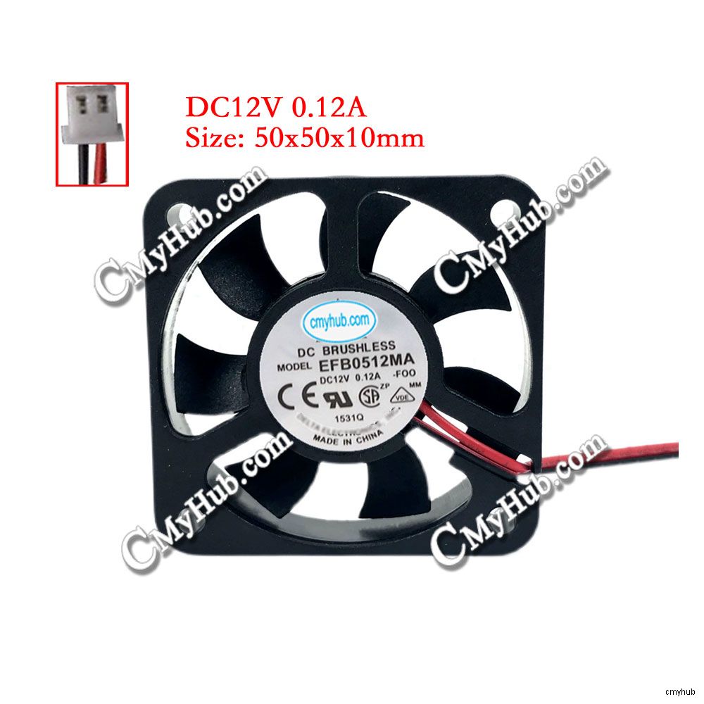 New Universal 5010MS EFB0512MA DC12V 0.12A 5010 5CM 50mm 50x50x10mm 50*50*10mm 2Pin 2Wire Printer Cooling Fan