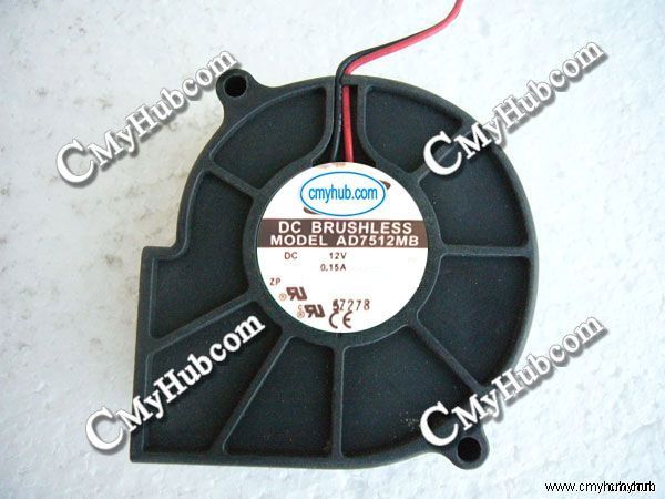ADDA AD7512MB S DC12V 0.15A 7530 7CM 75mm 75x75x30mm 3Pin 2Wire Blower Cooling Fan