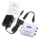 White PAL NTSC SECAM to PAL NTSC Mini Bi-directional TV Format System Converter