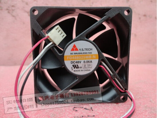 Y.STECH FD488025MB N DC48V 0.06A 8025 8CM 3wire Cooling Fan