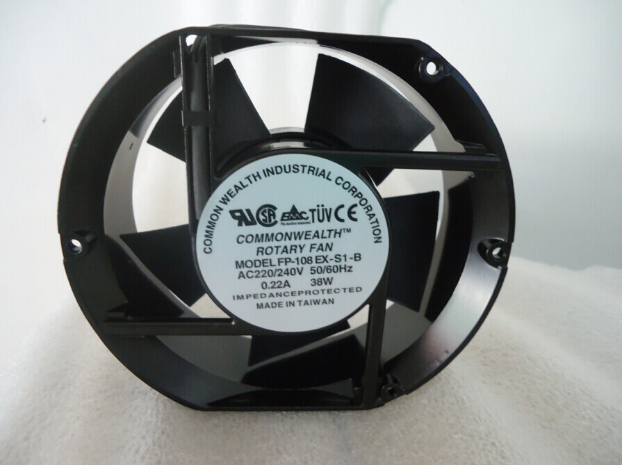 Commonwealth FP-108 EX-S1-B AC220/240V 50/60HZ 0.22A 38W Metal Case Cooling Fan
