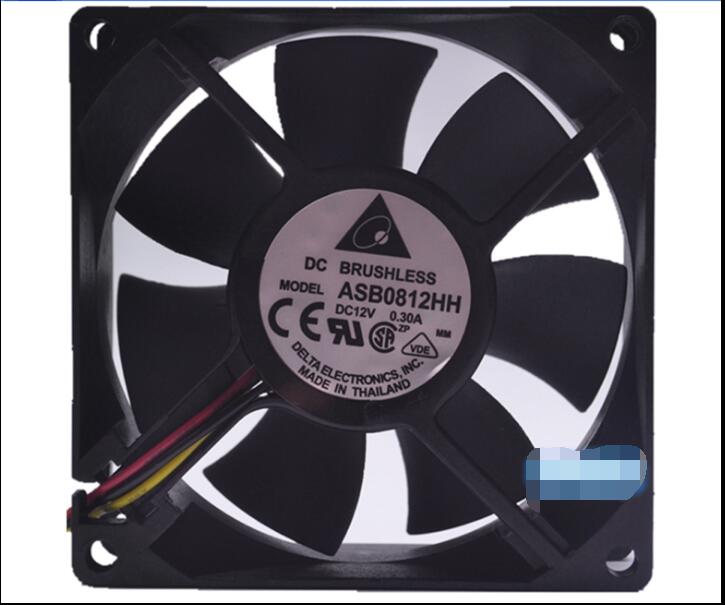 Delta ASB1812HH DC12V 0.30A 3Pin 3Wire 8025 8CM 80mm 80x80x25mm Cooling Fan