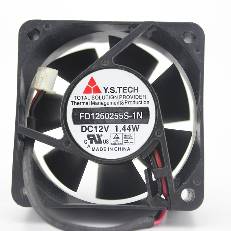 Y.S TECH FD1260255S-1N 6025 6CM 60mm DC12V 1.44W 2Pin 2Wire Cooling Fan