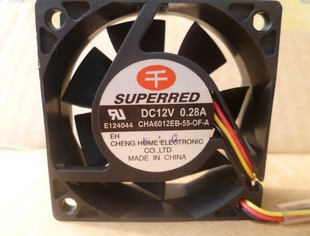 SUPERRED CHA6012EB-55-OF-A DC12V 0.28A 6025 6CM 60mm 60x60x25mm 3Wire 3Pin Cooling Fan