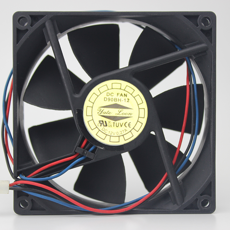 YATE LOON D90BH-12 9025 9CM 90MM 90*90*25mm DC12V 0.27A 3Wire 3Pin Cooling Fan