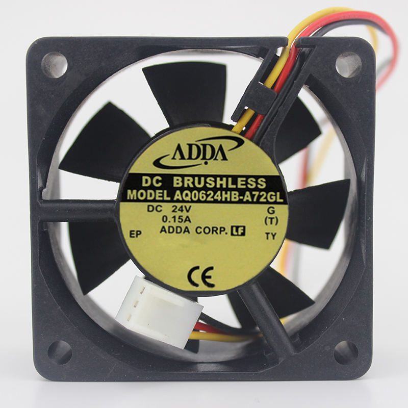 ADDA AQ0624HB-A72GL DC24V 0.15A 6025 6cm 60mm 60*60*25Mmm 3Wire 3Pin Cooling Fan