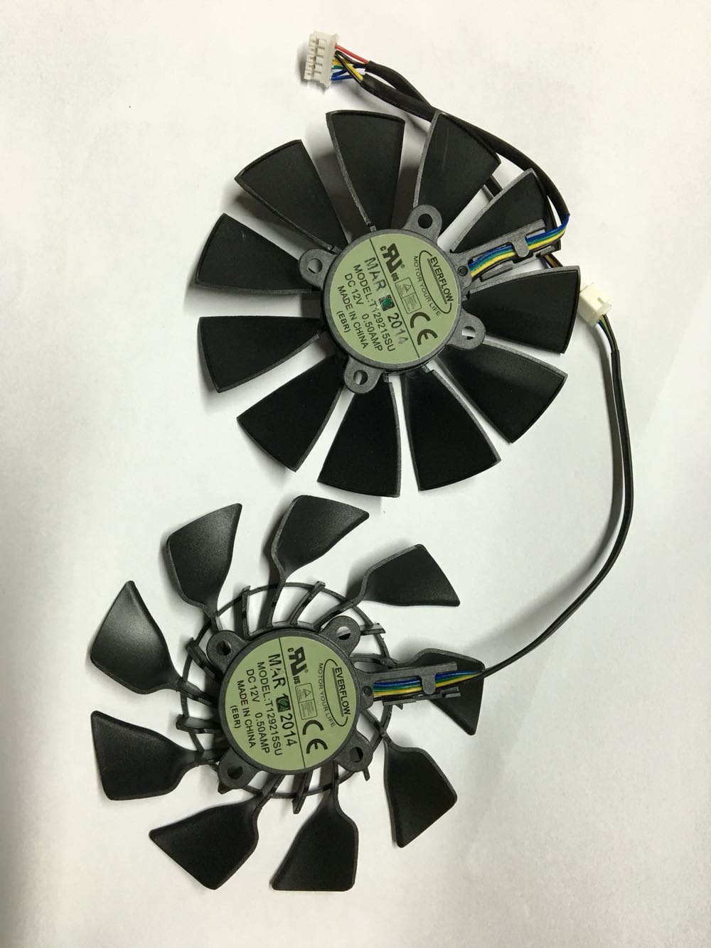 Set of 2 New ASUS GTX780 GTX780TI R9 280 280X 290 290X T129215SU DC12V 95mm 28mm 5Pin Video GPU Graphics Card Cooling Fan
