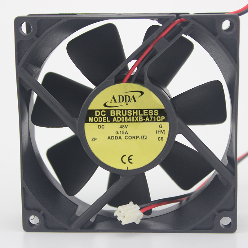 ADDA AD0848XB-A71GL DC48V 0.15A 8025 8CM 80mm 80*80*25MM 2Wire 2Pin Cooling Fan