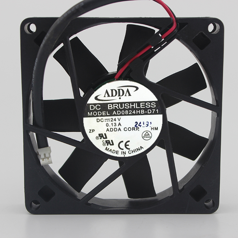 ADDA AD0824HB-D71 DC24 0.13A 8015 8CM 80MM 80*80*15MM 2Pin 2Wire Cooling Fan