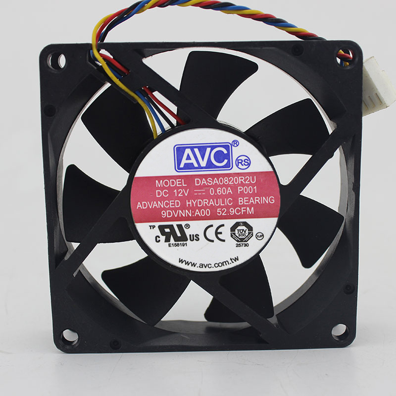 AVC DASA0820R2U P001 DC12V 0.60A 8020 8cm 80MM 80*80*20mm 4Wire 4Pin Cooling Fan