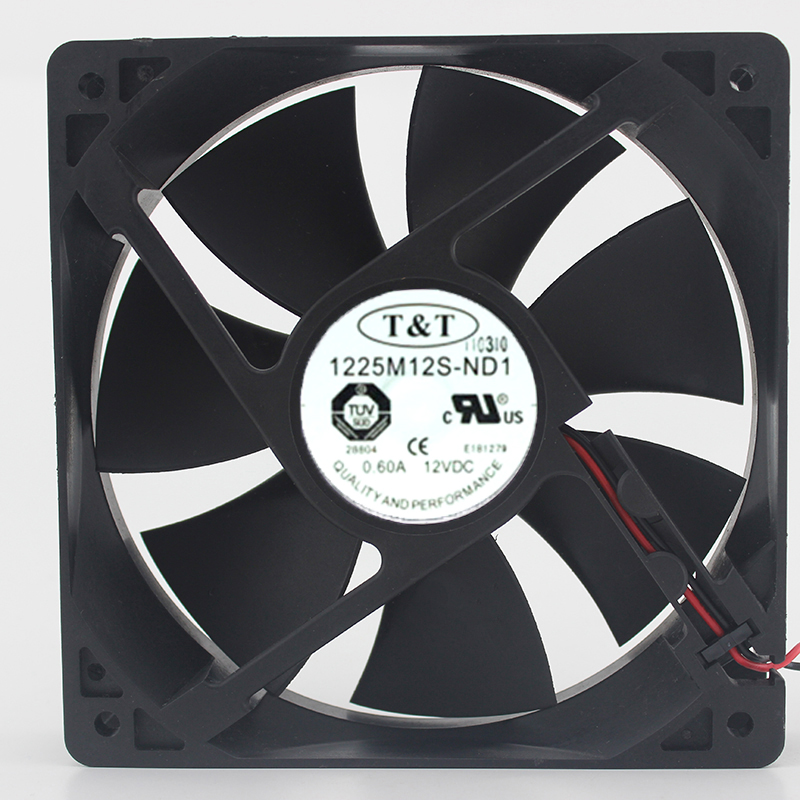 T&T 1225M12S-ND1 DC12V 0.6A 12025 12CM 120MM  120*120*25MM 2Wire Cooling Fan