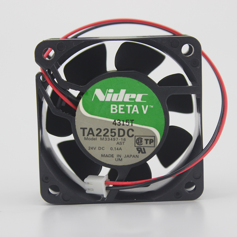 NIDEC TA225DC M33497-16 DC24V 0.14A 6025 6CM 60mm 60*60*25MM 2Wire 2Pin Cooling Fan