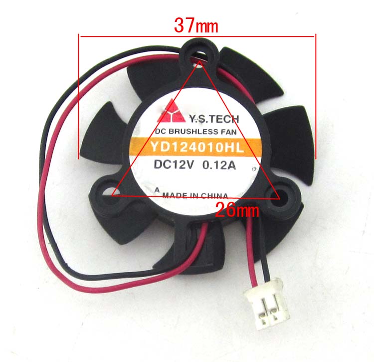 Y.S TECH YD124010HL YD124010HS DC12V 26mm 37x37x10mm 37*37*10mm 2Pin Video Graphics Card Cooling Fan