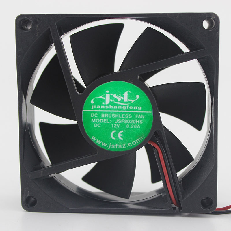 JSF JSF8020HS DC12V 0.26A 8020 8CM 80mm 80*80*20mm 2Wire 2Pin Cooling Fan