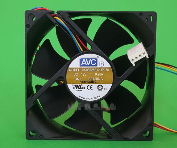 AVC DS08025B12UP070 DC12V 0.70A 8025 8CM 80MM 80X80X25MM 80*80*25mm 4pin PWM Computer Cooling Fan
